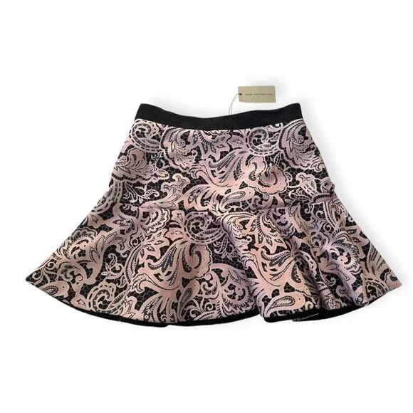 Mary Katrantzou Paige printed satin‎ twill mini skirt, Pink Size US12, Nwt